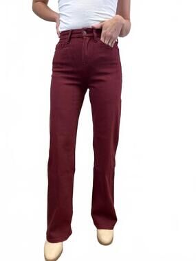 NEW MICA DENIM high rise wide leg jeans in burgundy